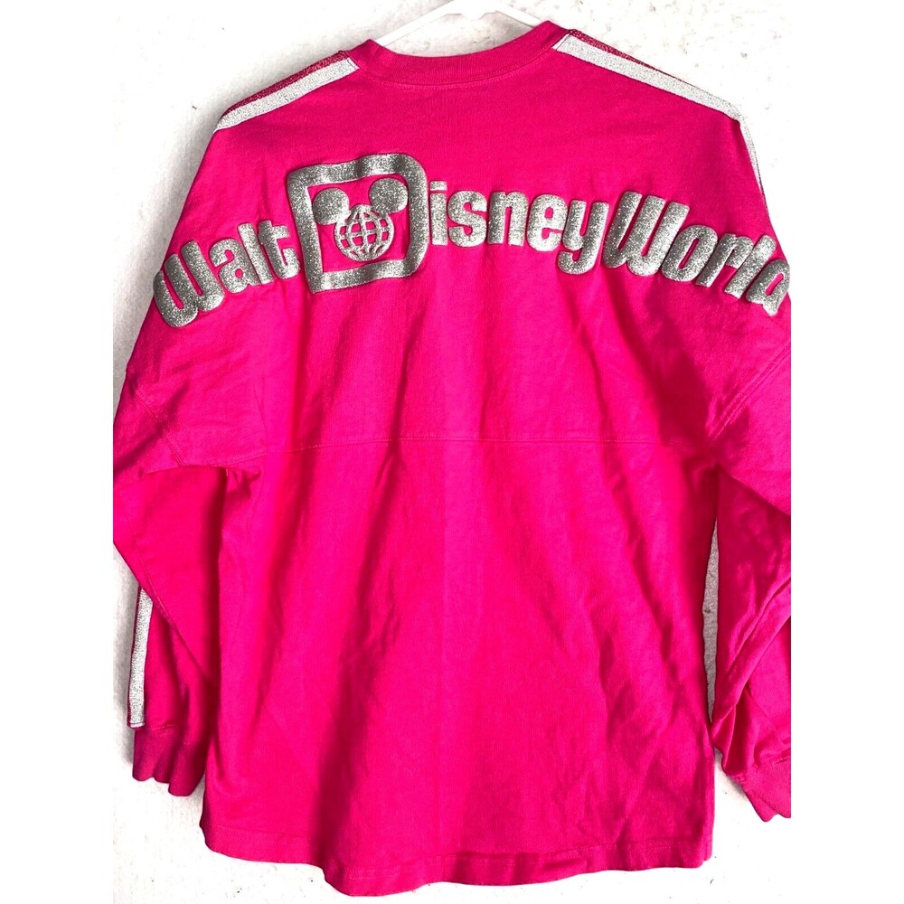 Disney Parks Walt Disney World Hot Pink Spirit Jersey XS Bling Silver Logo